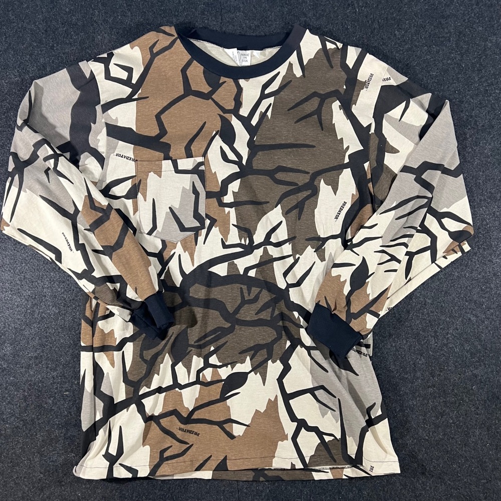 Vintage Predator Camouflage Long Sleeve T-Shirt Mens L Hunting USA Made
